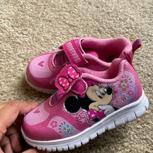 Pink Minnie Mouse sneakers with velcro